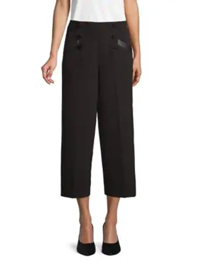 Shop Laundry By Shelli Segal Wide-leg Cropped Trousers In Black