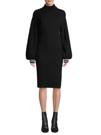 Shop Joie Cable-knit Cotton & Cashmere-blend Sweater Dress In Black