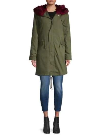 Shop Avec Les Filles Women's 3-in-1 Faux Fur-lined Cotton Parka In Olive