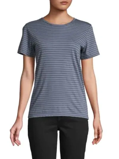 Shop Vince Striped Cotton Tee In Peri Dust