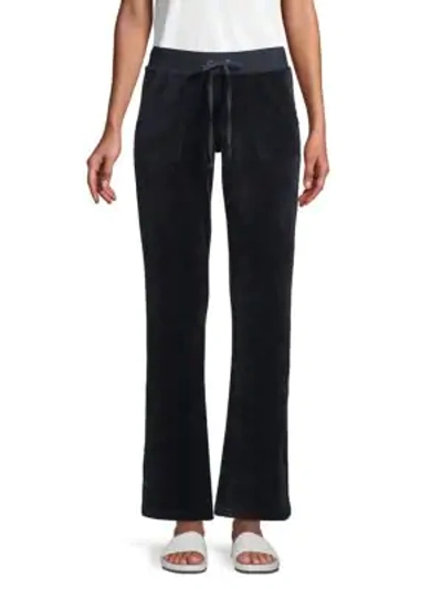 Shop Juicy Couture Black Label Wide-leg Cotton-blend Drawstring Pants In Regal