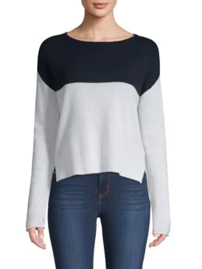 Shop Atm Anthony Thomas Melillo Cashmere Colorblocked Sweater In Navy Chalk