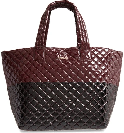 Shop Mz Wallace Large Metro Tote In Port Lacquer Black Lacquer