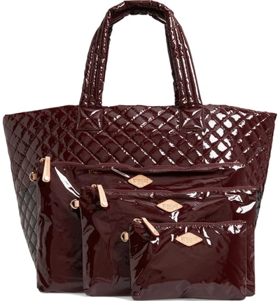 Shop Mz Wallace Large Metro Tote In Port Lacquer Black Lacquer