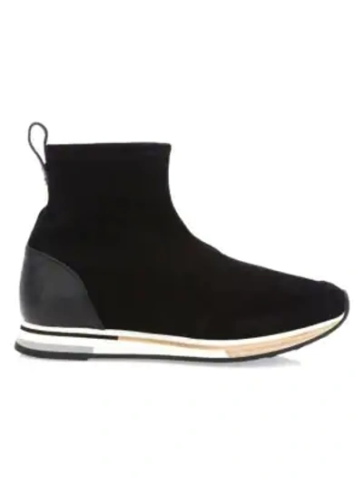 Shop Alfred Dunhill Duke Stretch Suede Sneaker In Black