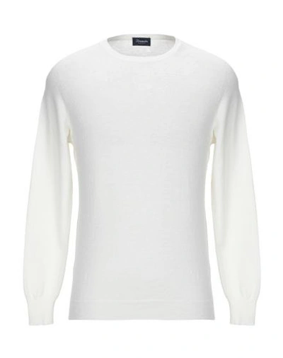 Shop Drumohr Man Sweater White Size 46 Linen, Polyester