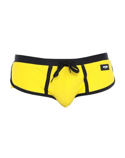 Shop Moschino Swim Briefs In Yellow