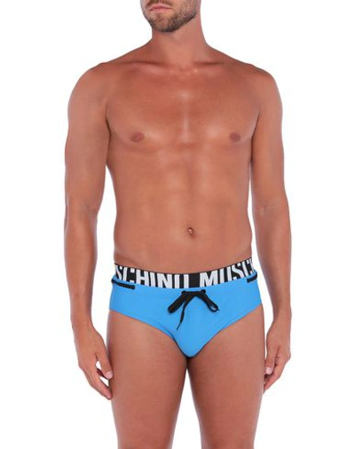 Shop Moschino Swim Briefs In Azure