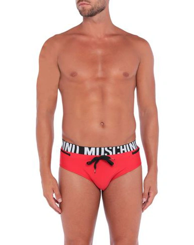 Shop Moschino Swim Briefs In Red