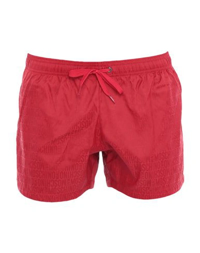 Shop Moschino Swim Trunks In Red