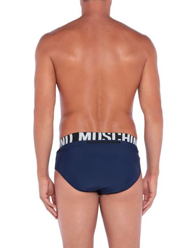 Shop Moschino Swim Briefs In Dark Blue