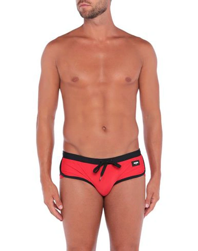 Shop Moschino Swim Briefs In Red