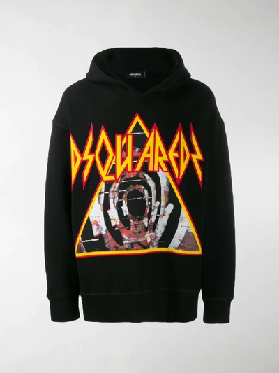 Shop Dsquared2 Graphic Print Hoodie In Black