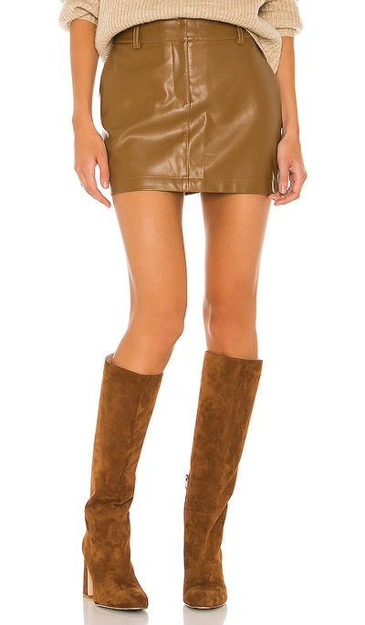 Shop Amanda Uprichard X Revolve Brooklyn Skirt In Tan Leather