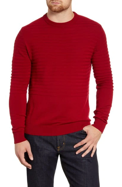 Shop Bugatchi Stripe Knit Crewneck Sweater In Wine