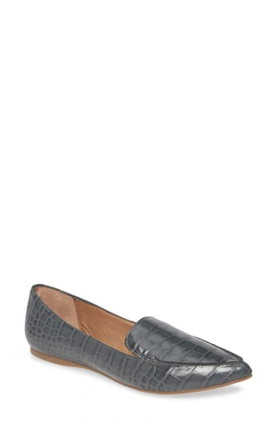 Shop Steve Madden Feather Loafer Flat In Grey Croco