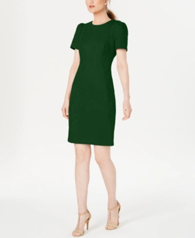 Shop Calvin Klein Faux-suede Scuba Sheath Dress In Malachite