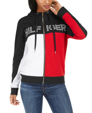 red tommy hilfiger zip up hoodie