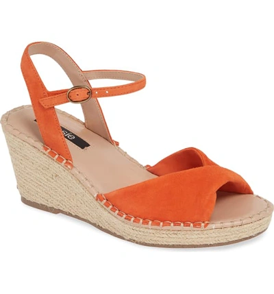 Shop Kensie Vermont Espadrille Wedge Sandal In Orange Suede