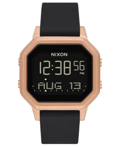 Shop Nixon Unisex Digital Siren Gray Silicone Strap Watch 36mm In Rose Gold / Black