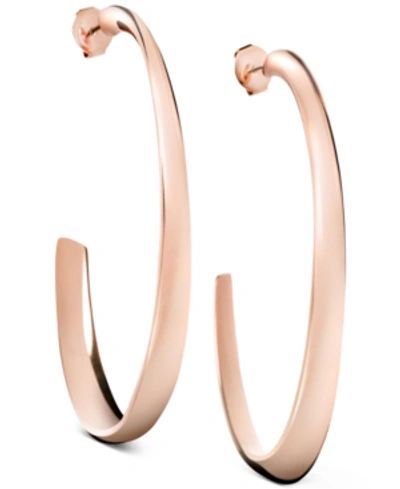 Shop Calvin Klein Groovy Pvd Rose-gold Hoop Earrings In Rose Gold