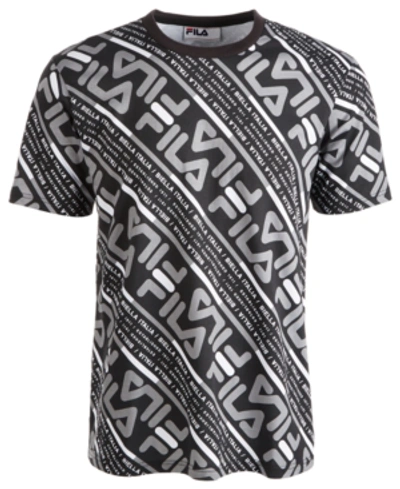 Shop Fila Men's Calvin Allover Logo Graphic T-shirt In Black/ Frost Grey/ White