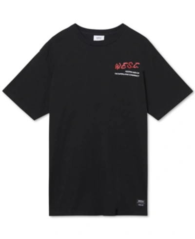 Shop Wesc Men's Double Logo T-shirt In Black