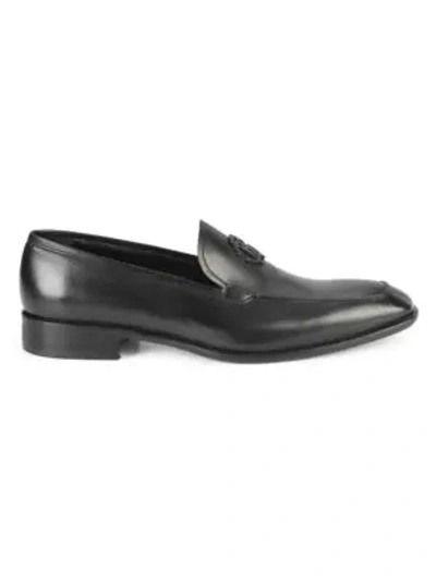 Shop Roberto Cavalli Firenze Leather Loafers In Black