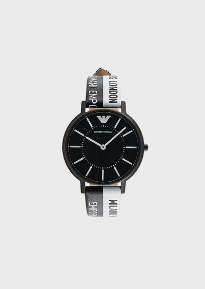 Shop Emporio Armani Leather Strap Watches - Item 50234659 In Black