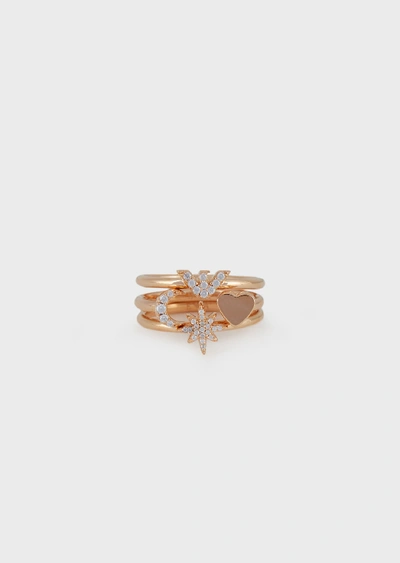 Shop Emporio Armani Rings - Item 50234711 In Rose Gold