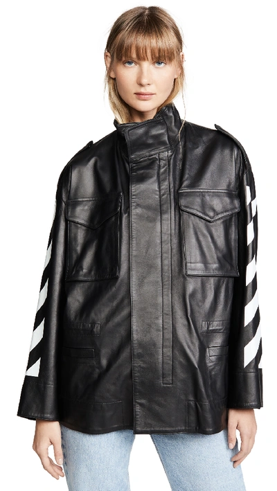 Shop Off-white Diagonal Field Jacket In Black/white
