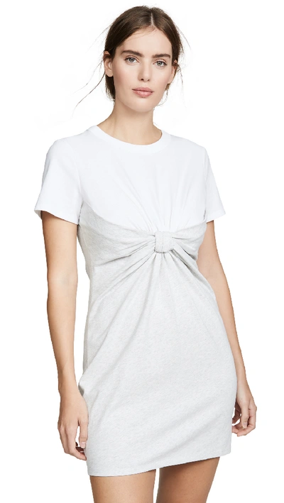 Shop Alexander Wang T High Twist Knot Dress In White/light Heather Grey