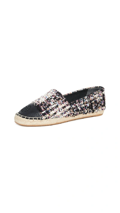 Shop Tory Burch Colorblock Flat Espadrille In Striped Tweed/perfect Black