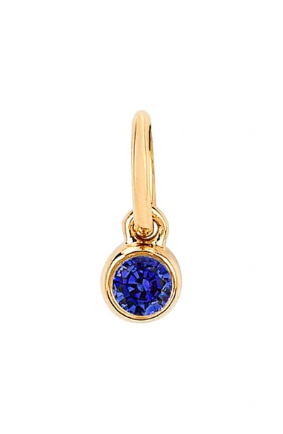 Shop Ef Collection Blue Sapphire Bezel Pendant Charm In Blue Sapphire/ Yellow Gold