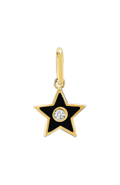 Shop Ef Collection Diamond & Black Enamel Star Pendant Charm In Diamond/ Black/ Yellow Gold