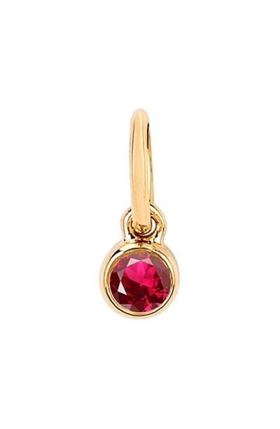 Shop Ef Collection Ruby Bezel Pendant Charm In Ruby/ Yellow Gold