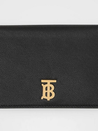 Shop Burberry Grainy Leather Phone Wallet With Strap In Black