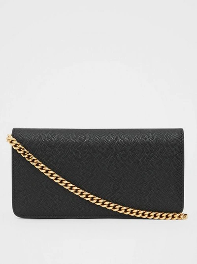 Shop Burberry Grainy Leather Phone Wallet With Strap In Black