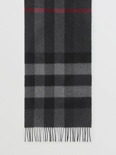 Shop Burberry Check Cashmere Scarf In Charcoal