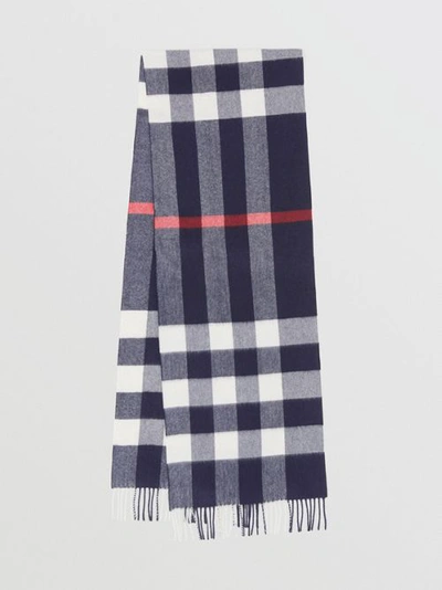 Burberry Mega Check Cashmere Scarf In Navy