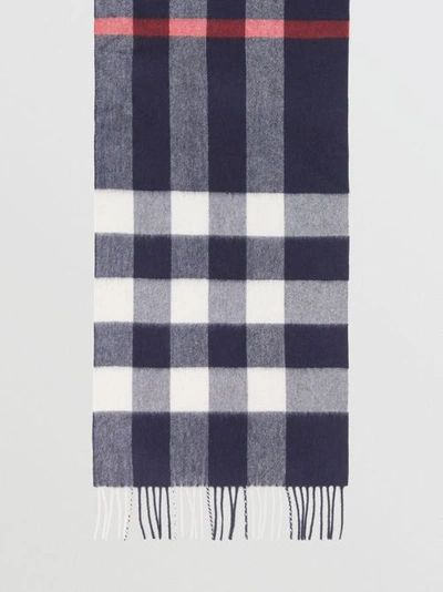 Burberry Mega Check Cashmere Scarf In Navy