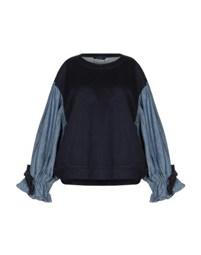 Shop Armani Exchange Woman Sweatshirt Midnight Blue Size S Cotton, Elastane