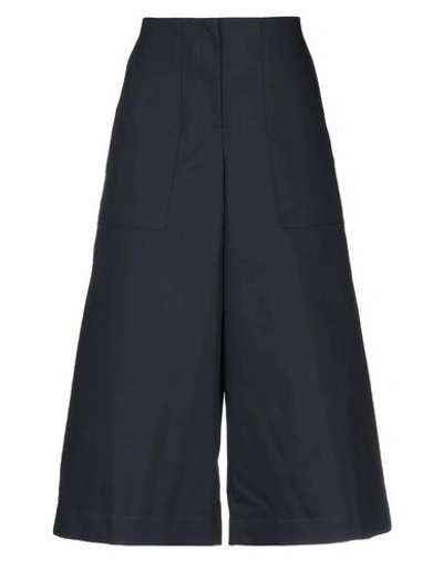 Shop Jil Sander Cropped Pants & Culottes In Dark Blue
