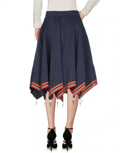 Shop Jw Anderson Woman Midi Skirt Midnight Blue Size 6 Cotton In Dark Blue