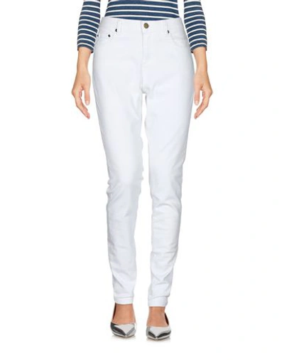 Shop Michael Michael Kors Woman Denim Pants White Size 0 Cotton, Elastane