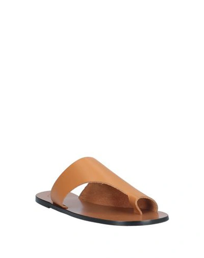 Shop Atp Atelier Flip Flops In Tan