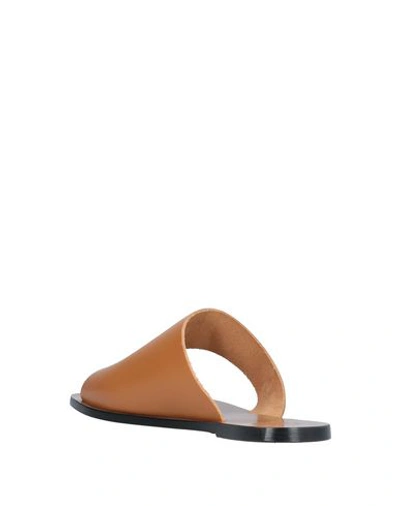 Shop Atp Atelier Flip Flops In Tan