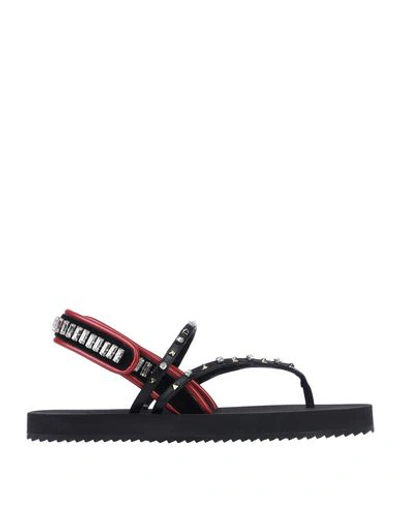 Shop Valentino Toe Strap Sandals In Black