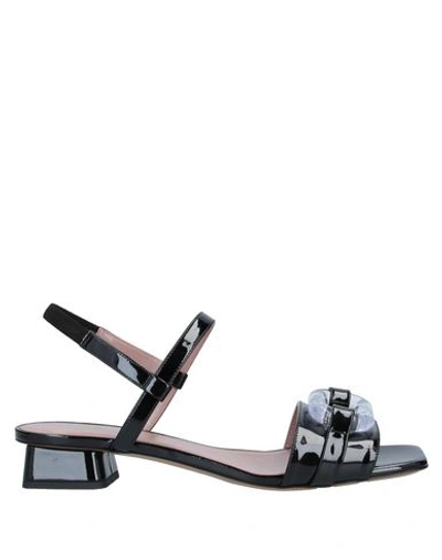 Rayne Patent Sandals In Black