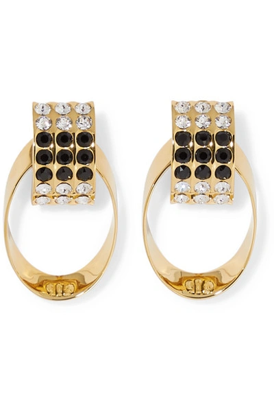 Shop Saint Laurent Gold-tone, Crystal And Enamel Clip Earrings